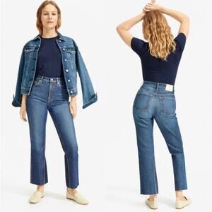 Everlane Women's The Cheeky Bootcut Jean Two Tone Raw Hem Size 30 / 10 Crop